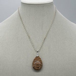 Genuine Jasper with silver link chain.